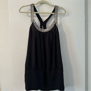 NWT Bebe Metallic Beaded Black Tunic